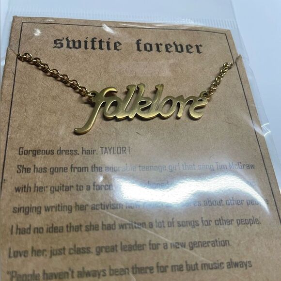 Taylor Swift necklace FOLKLORE, gold color, NEW - Picture 3 of 4